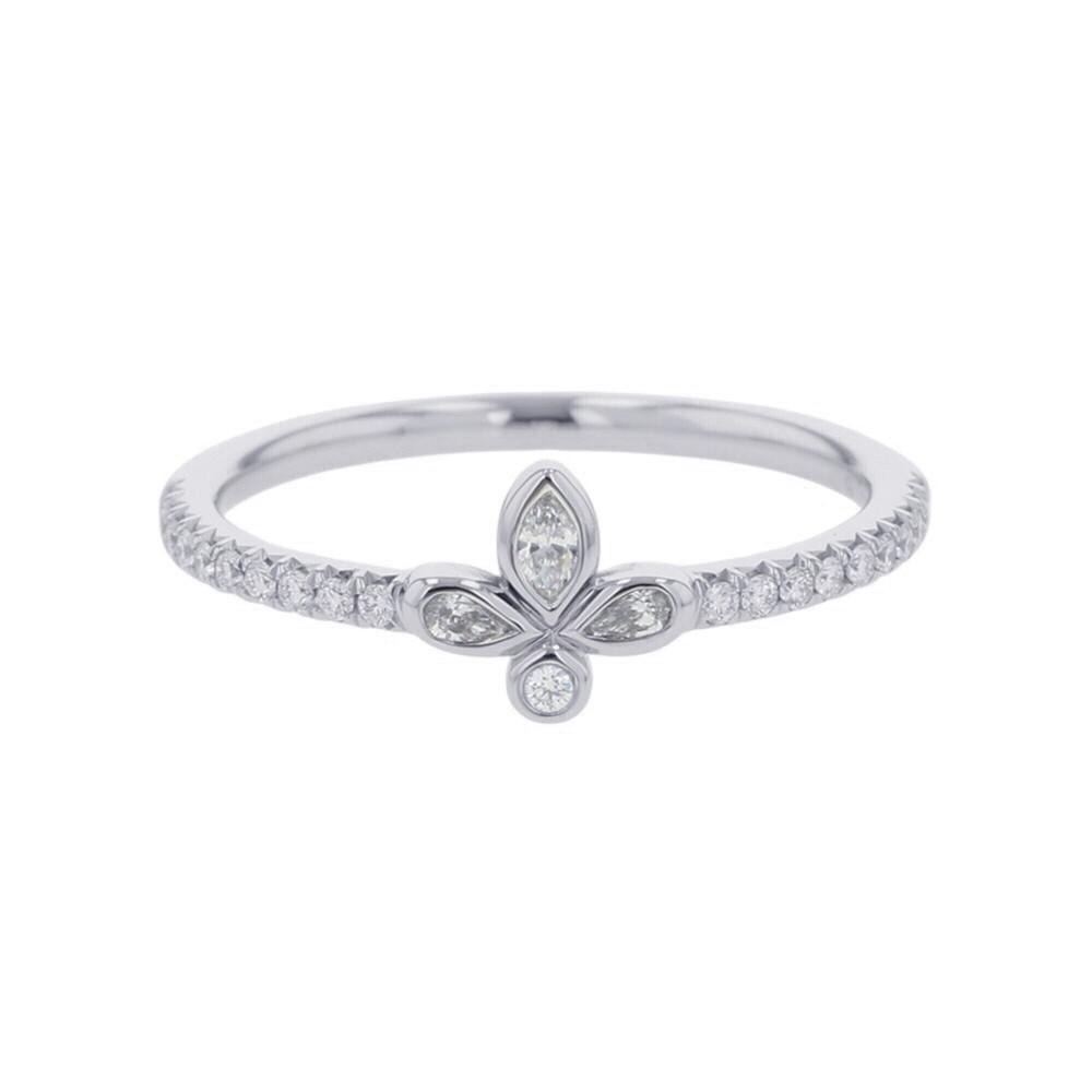 Tiffany & Co. Fleur de Lis Diamond Ring, Pt950 Platinum, Ring Size Approx. 1